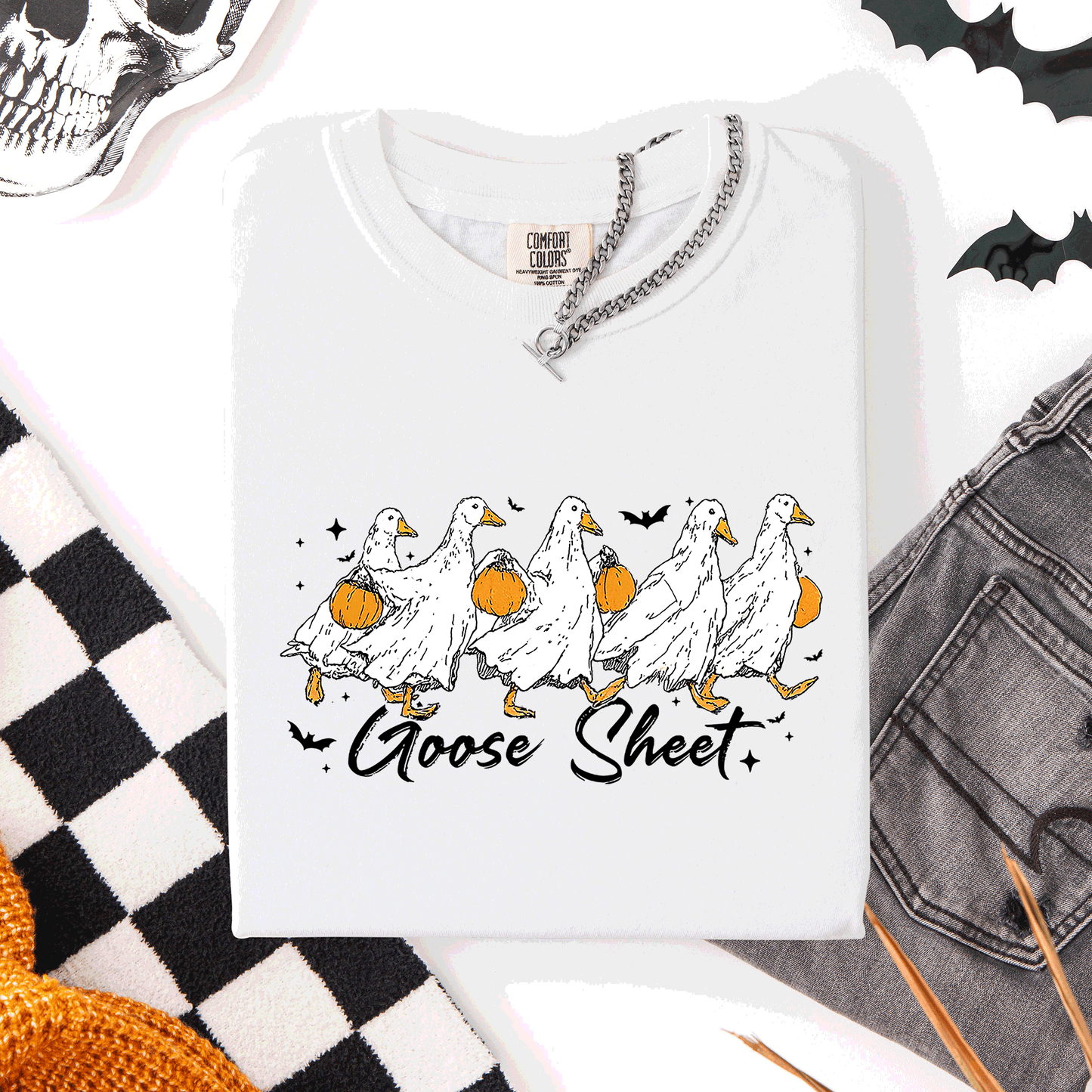 Goose Sheet, Cute, Halloween, Trick or Treat, Comfort Colors T-Shirt