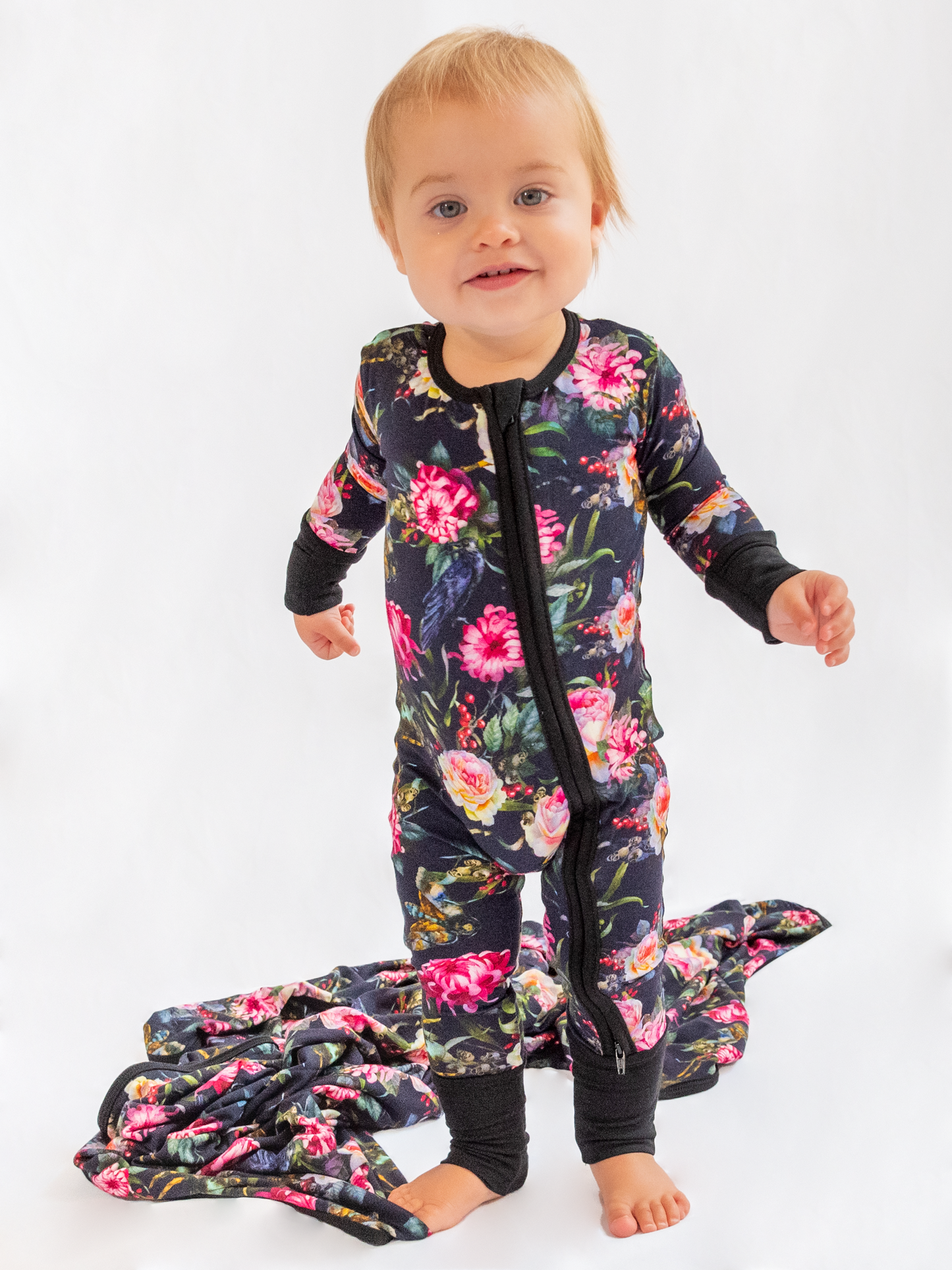 Gothic Floral Zip Romper