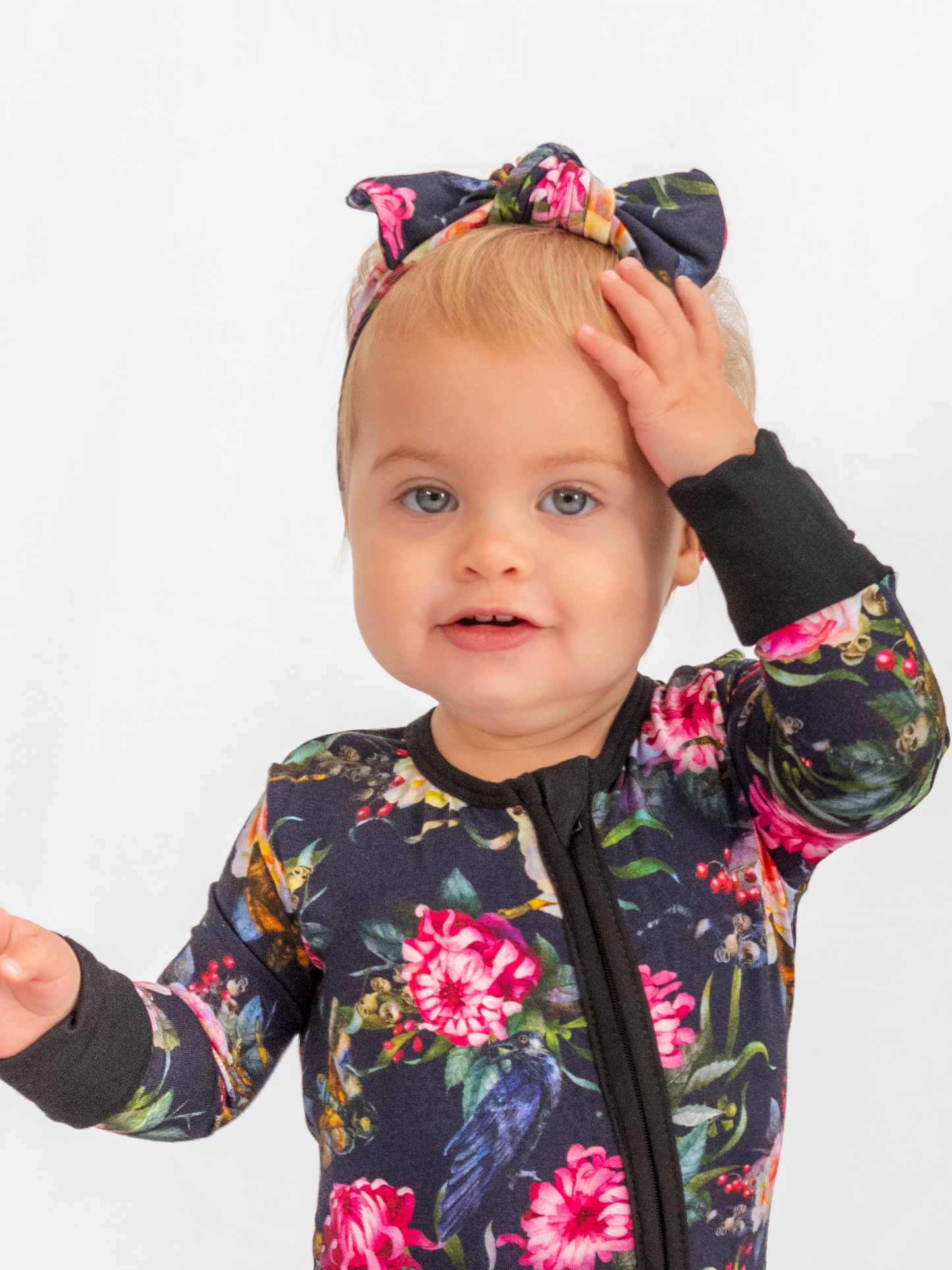 Gothic Floral Zip Romper