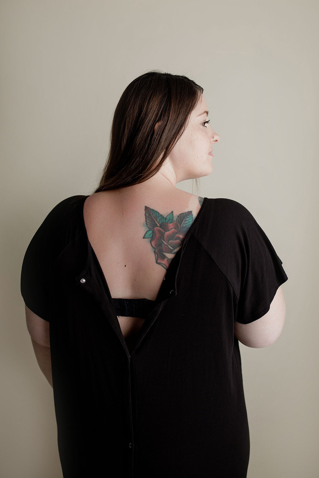 Ribbed Black Labor and Delivery Nursing Hospital Gown