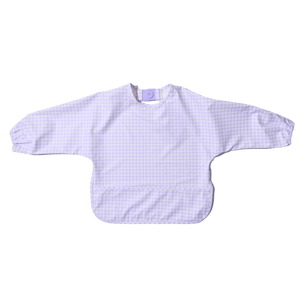 Magnetic Long Sleeve Bib - Violet Check