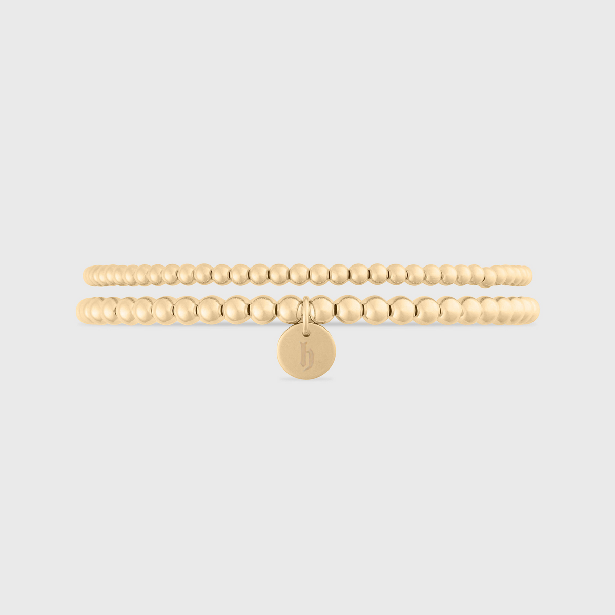 old english initial juno double bracelet stack (3+4mm)