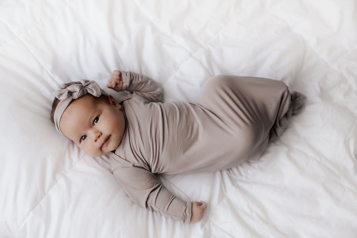 Harbor Mist Neutral Knotted Newborn Baby Gown