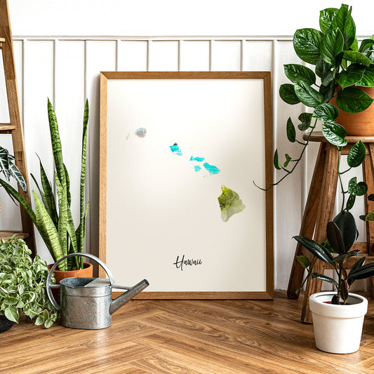 Hawaii Watercolor Map