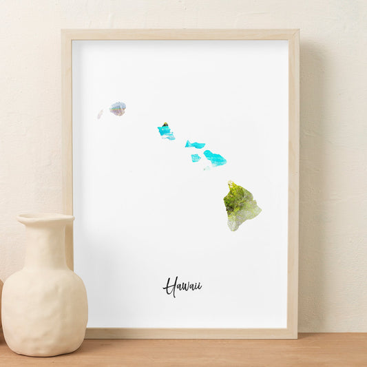 Hawaii Watercolor Map