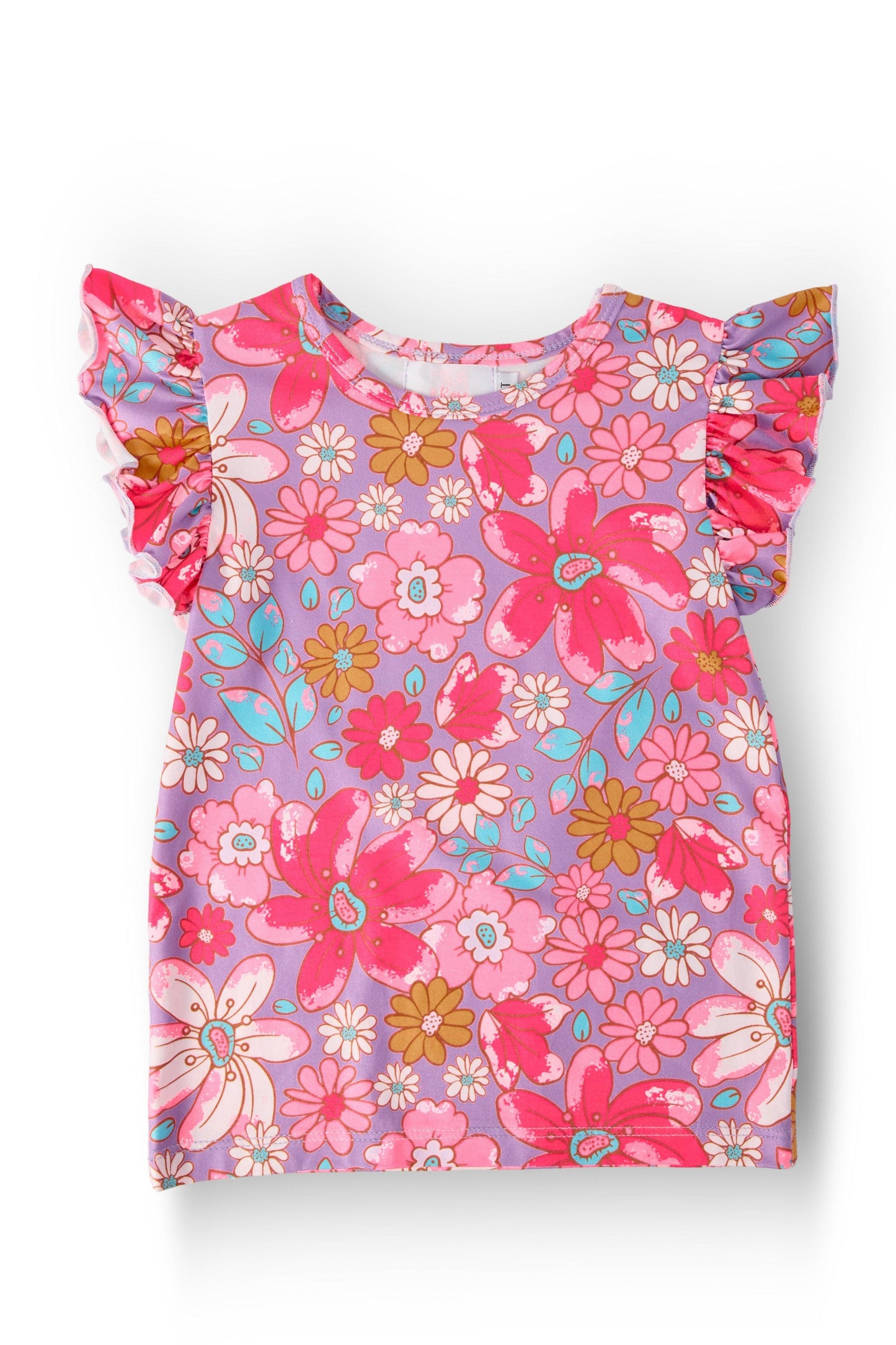 Hawaiian Floral S/S Ruffle Tee