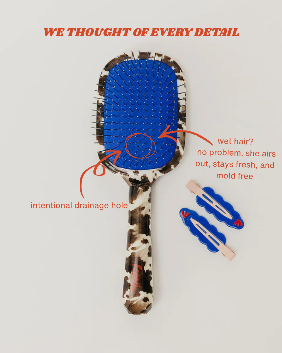 KAXI COW PRINT SCALP TO ENDS BRUSH