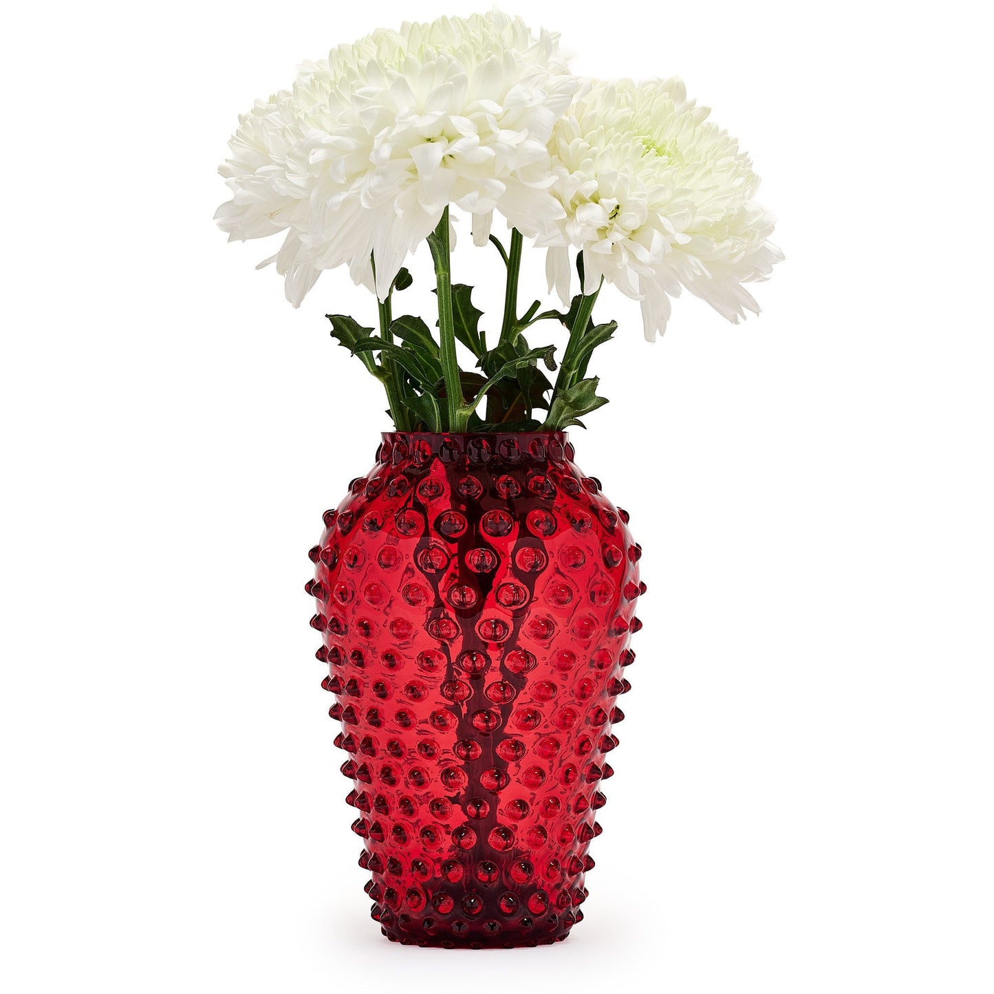 Hobnail Vase - Barrel - Holly Berry