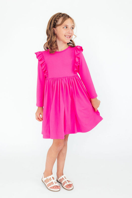 Hot Pink Ruffle Twirl Dress