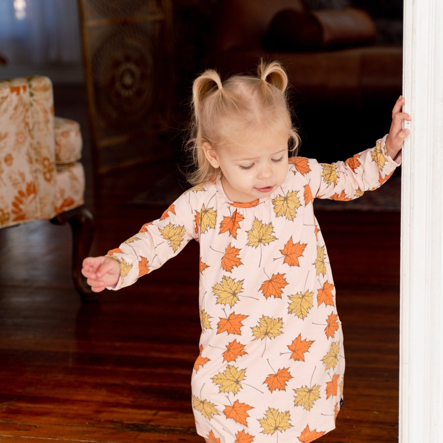 Sweetheart Dress - Pink Leaves