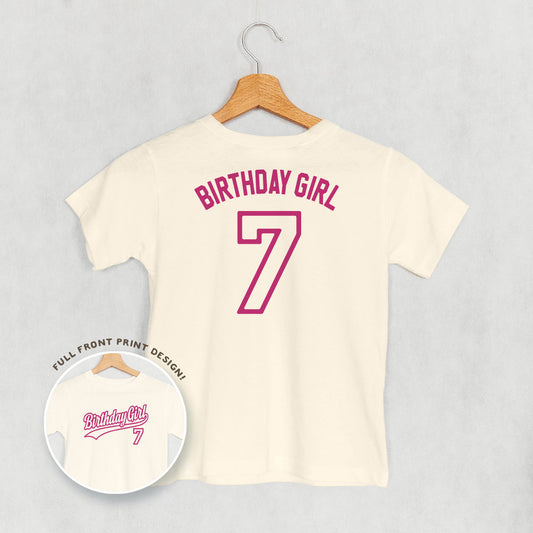 Birthday Girl Varsity #7 (Kids Back Print)