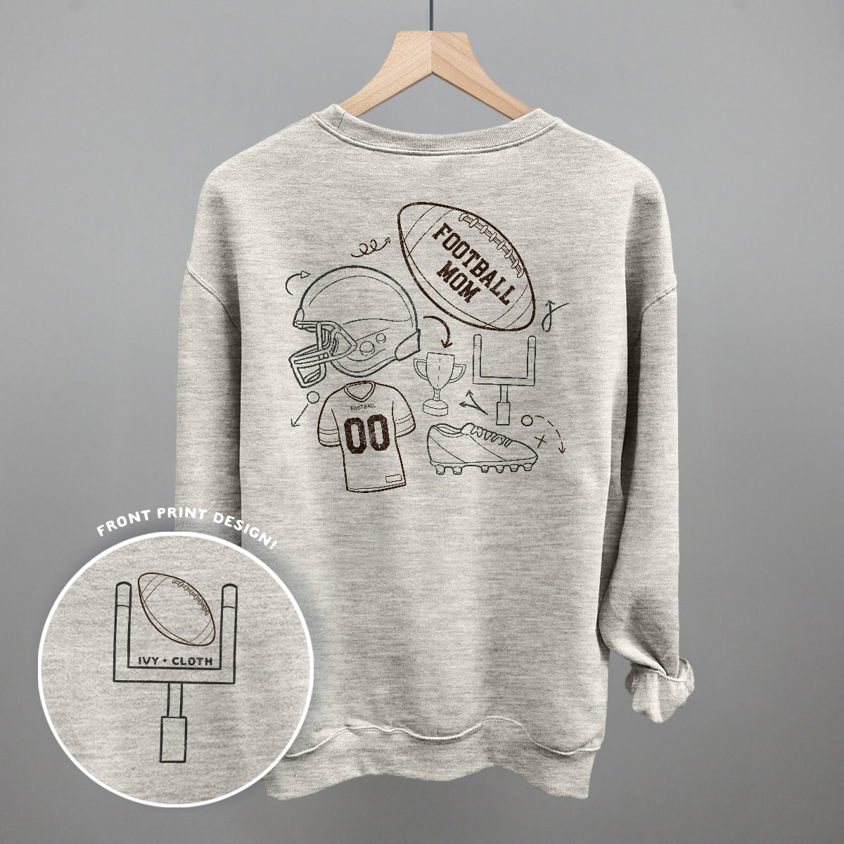 Football Mom Doodle (Back Print) - made to order