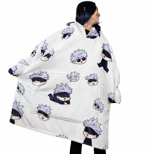 Jujutsu Kaisen Gojo Wearable Blanket Hoodie for Adults & Kids | OLM Toys