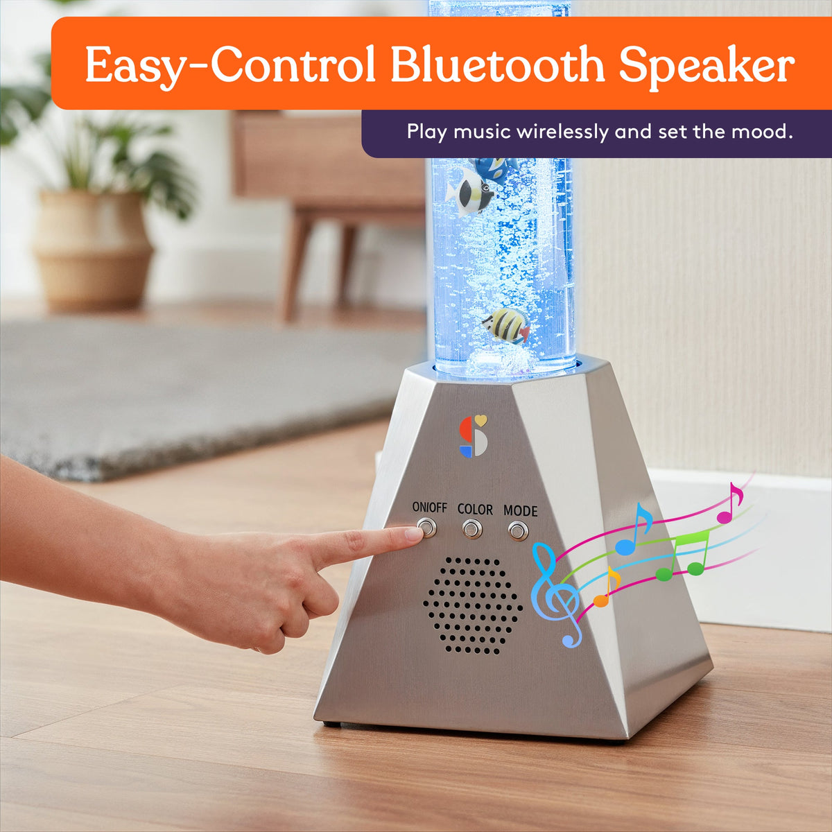 Special Supplies Aquarium Sensory Bubble Tube Lamp - 4ft Color-Changing LED with Remote, 5 Fishes, Nightlight Effect & Bluetooth Speaker