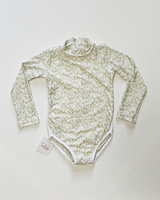 Lola One Piece Kids Swimsuit - Green Hibiscus