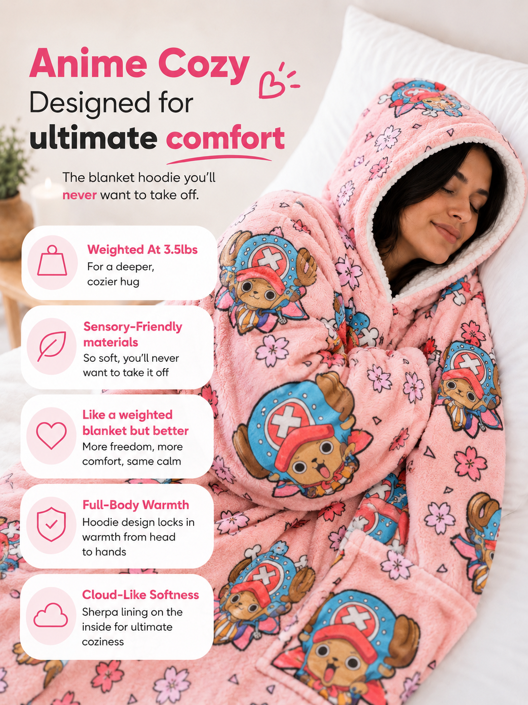 Tony Chopper One Piece Wearable Blanket Hoodie for Kids & Adults | OLM Toys