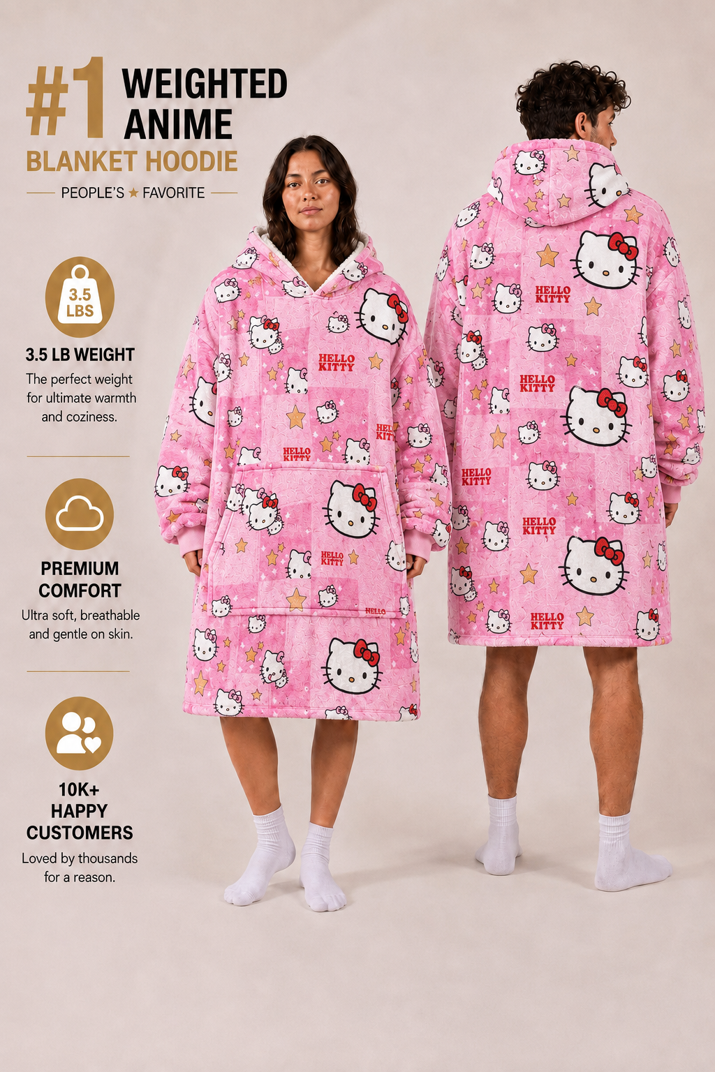 Hello Kitty Wearable Blanket Hoodie for Kids & Adults | OLM Toys