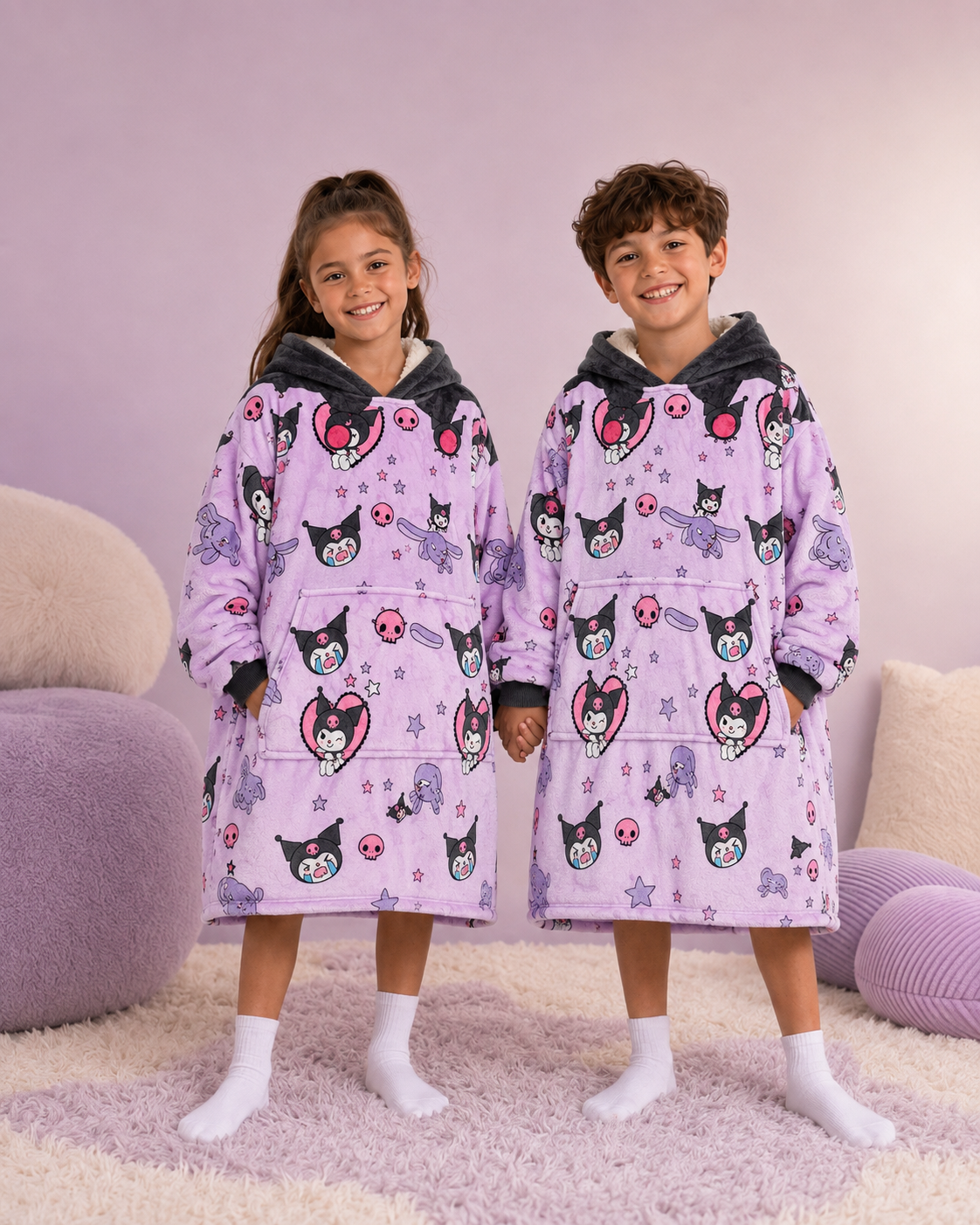 Kuromi Hello Kitty Wearable Blanket Hoodie for Kids & Adults | OLM Toys
