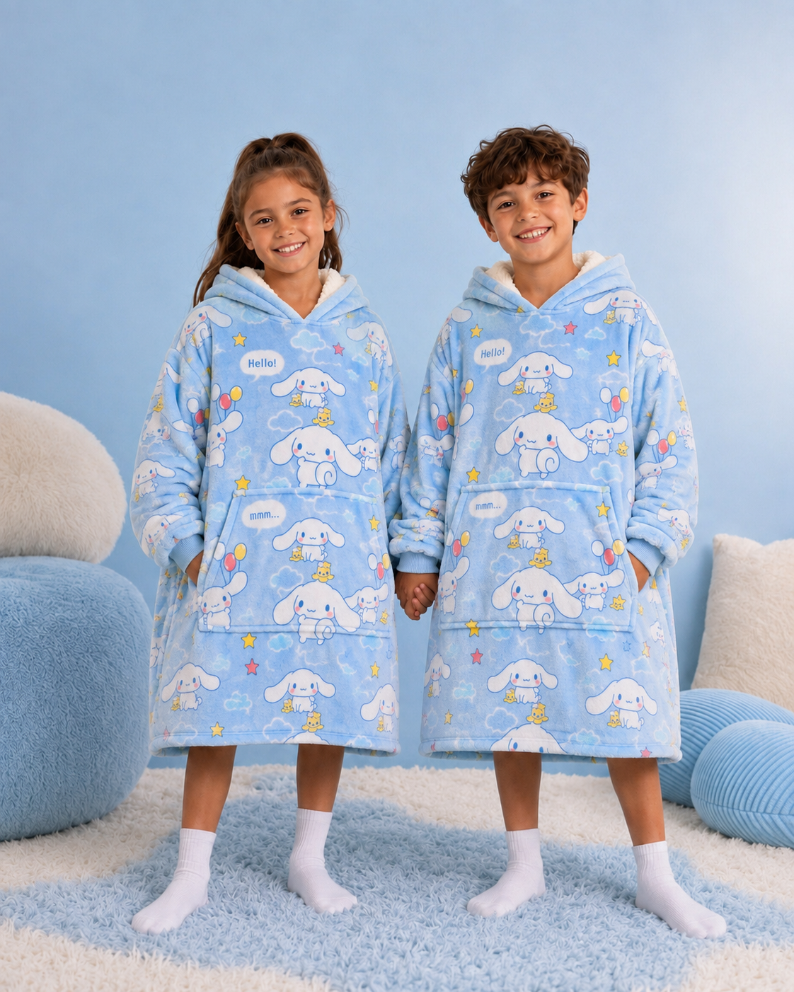 Cinnamoroll hello kitty Wearable Blanket Hoodie for Kids & Adults | OLM Toys