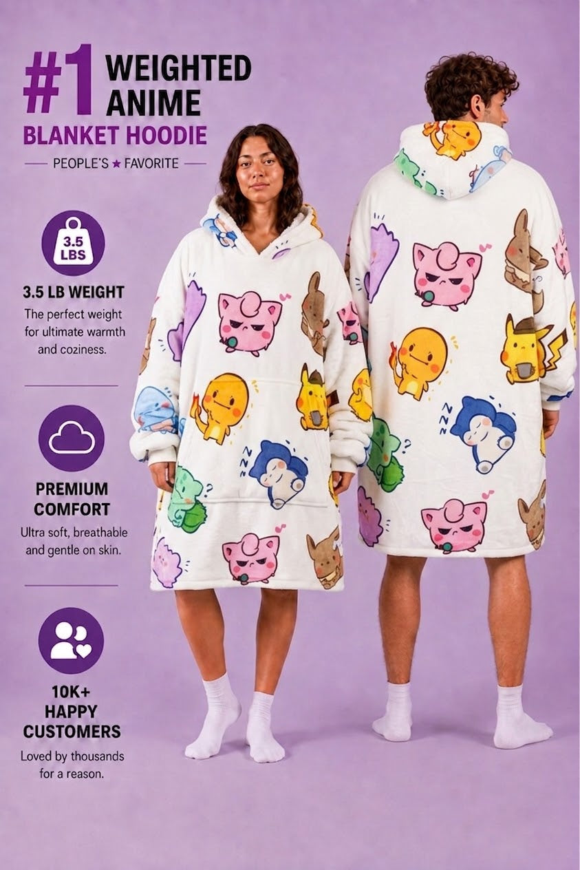 Pokémon Wearable Blanket Hoodie for Kids & Adults