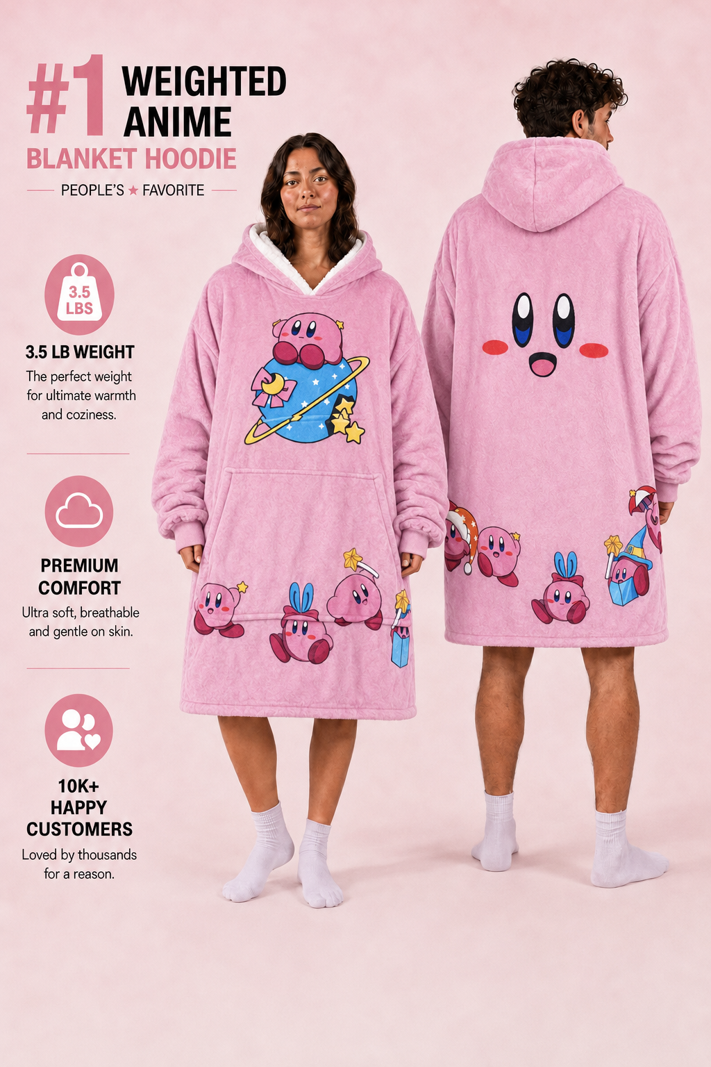 Kirby Wearable Blanket Hoodie for Kids & Adults | OLM Toys