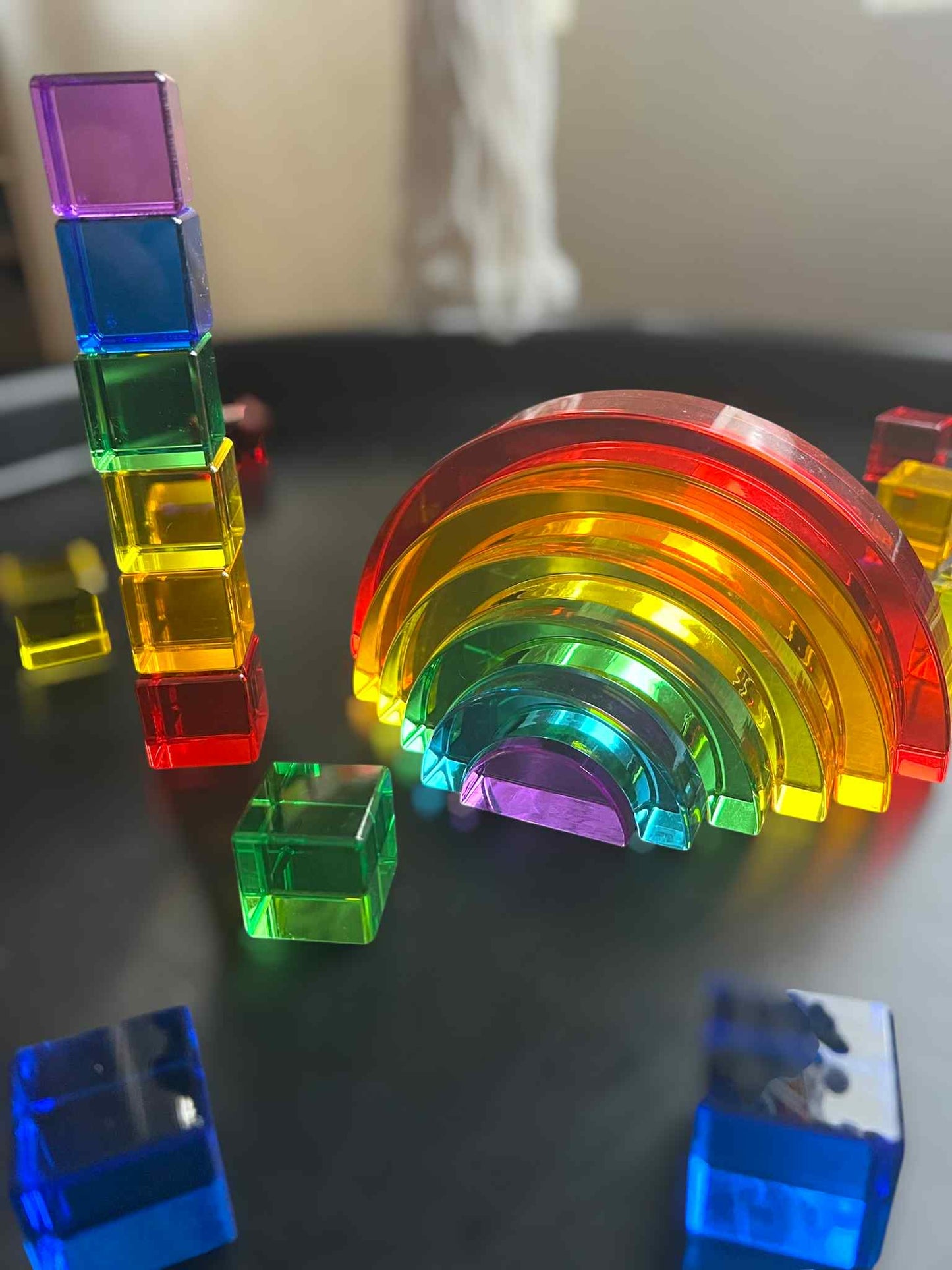 6-Piece Small Crystal Clear Rainbow Lucite Blocks – High Transparency Acrylic