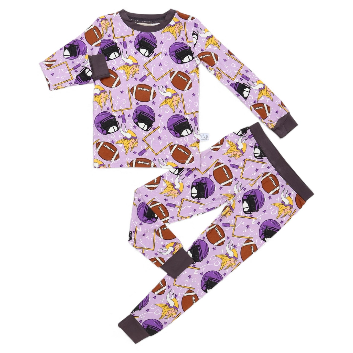 Purple, Gold and White Football 2p Long Sleeve Set