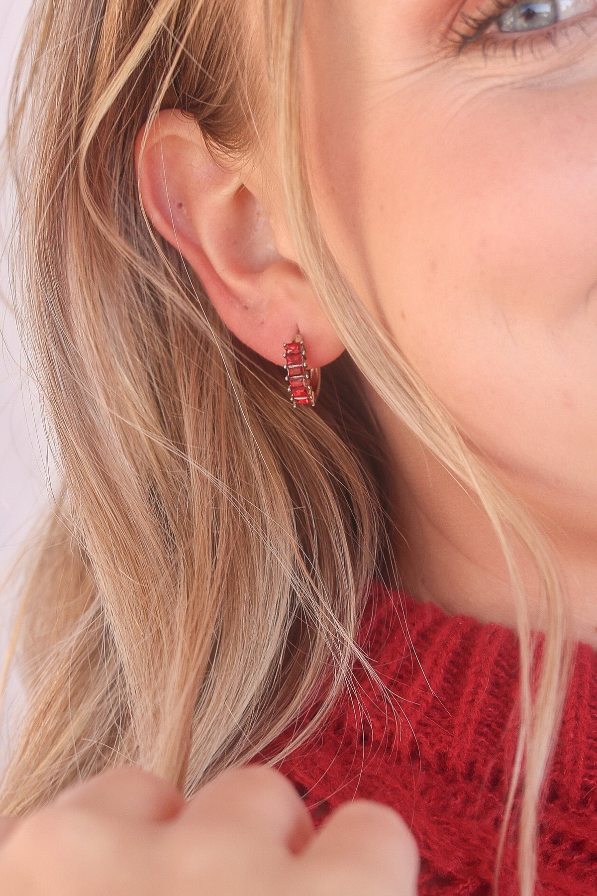 Crystal Hoop in Red