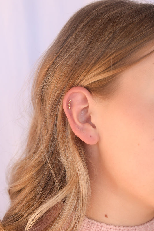 Heart Trio Flat Back Stud