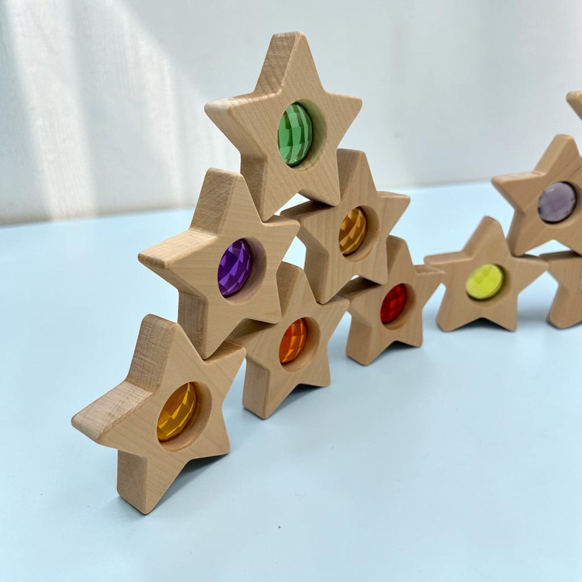 12-Piece Wooden Gem Stars Block Set