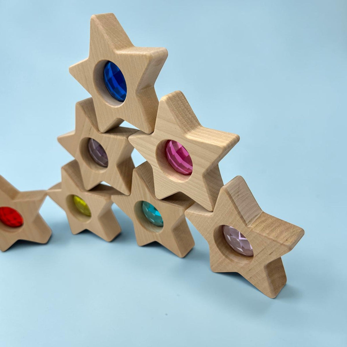 12-Piece Wooden Gem Stars Block Set