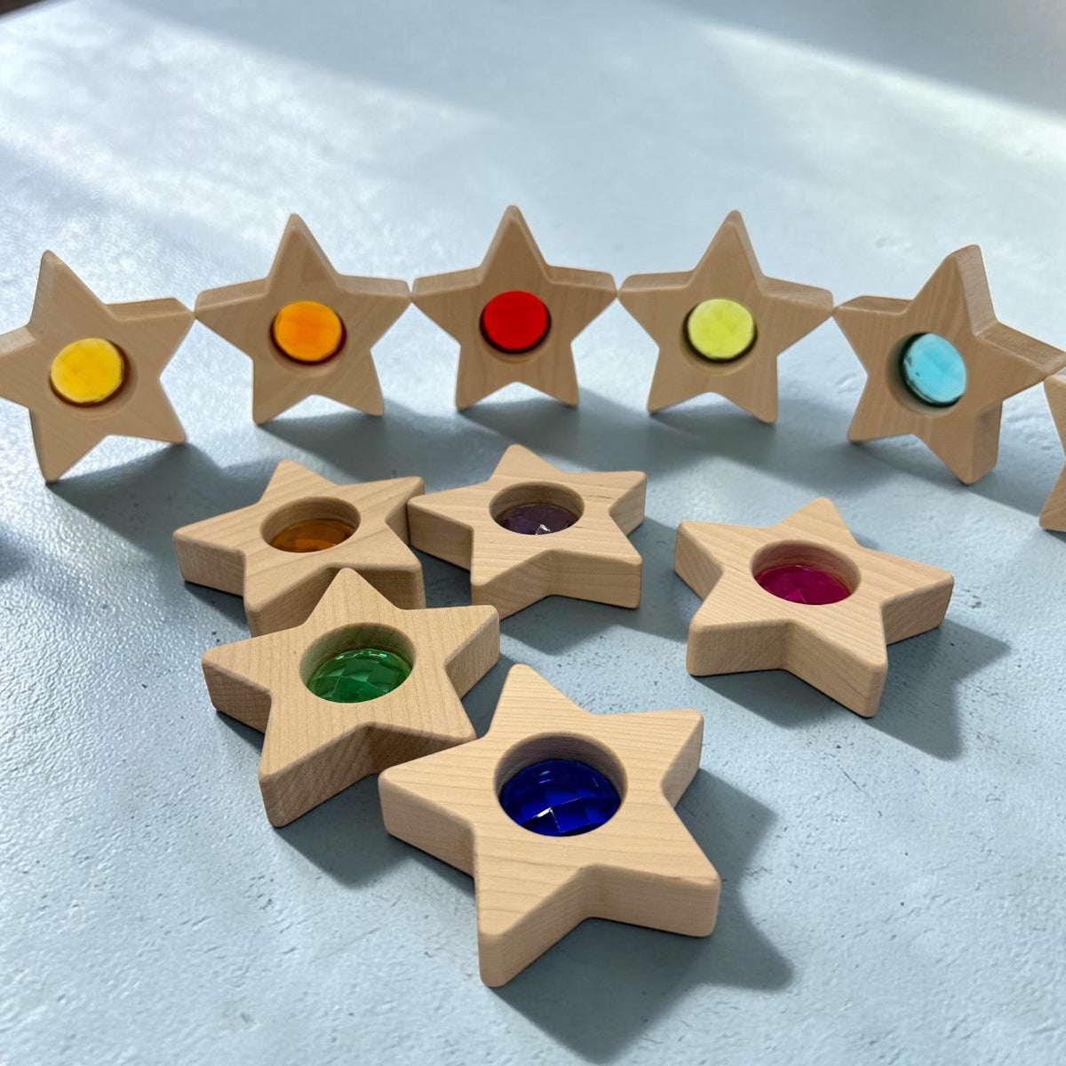 12-Piece Wooden Gem Stars Block Set