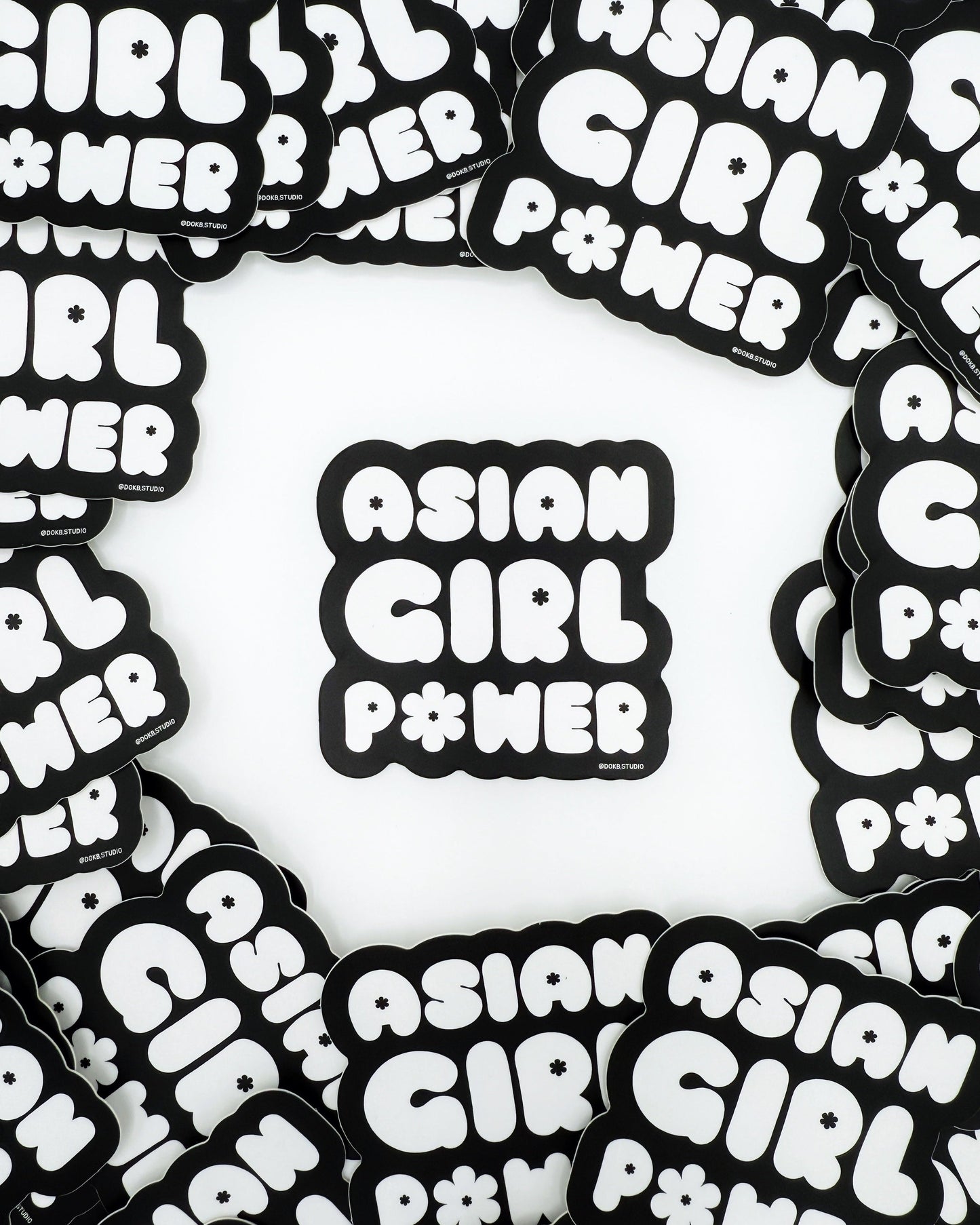 Asian Girl Power Bubble Sticker