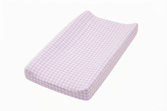 Purple Gingham Changing Pad Cover