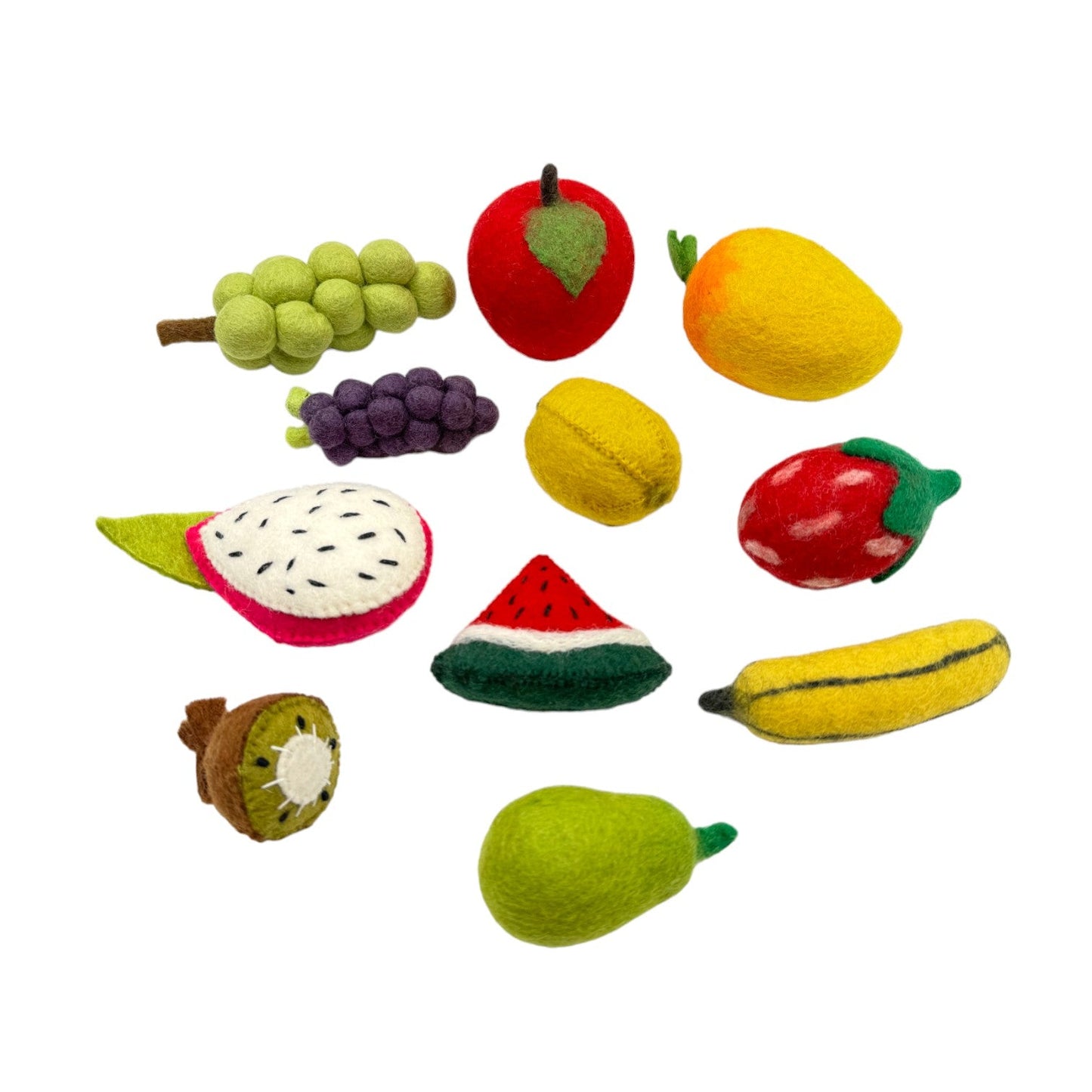 **Pre-order (Ships in 2-3 Weeks)**Handmade in Nepal 100% Wool Felt Foods Play Set for Pretend Cooking and Farmer's Market Play