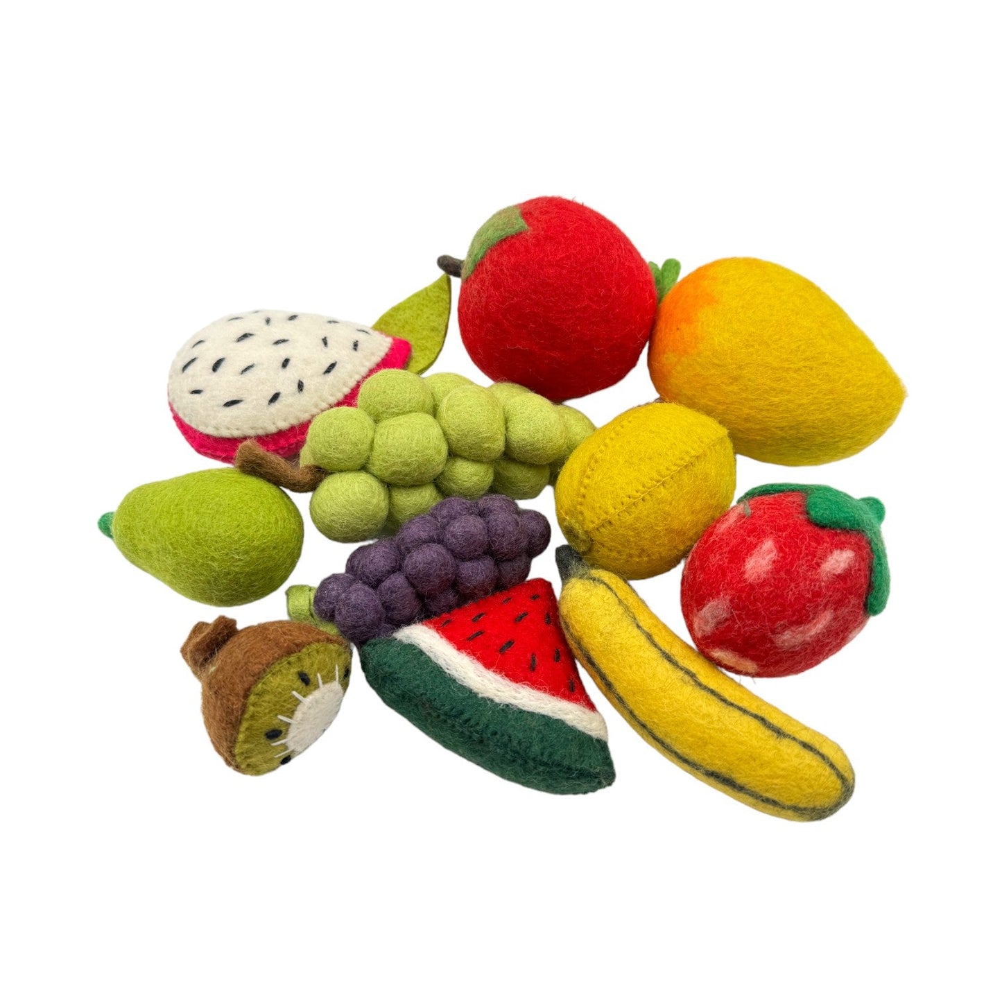 **Pre-order (Ships in 2-3 Weeks)**Handmade in Nepal 100% Wool Felt Foods Play Set for Pretend Cooking and Farmer's Market Play