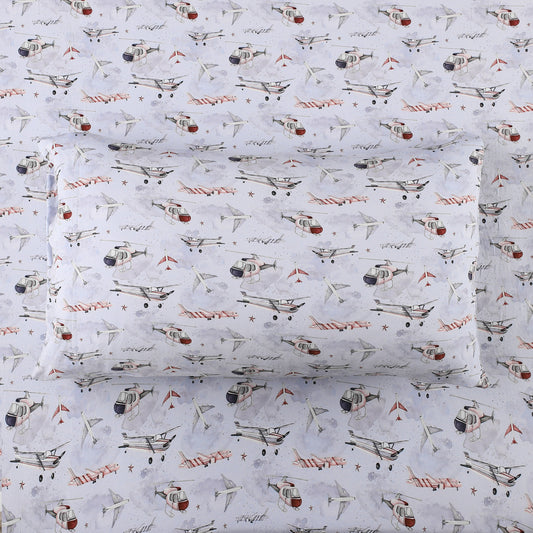 Plane & Simple (Airplanes) Twin Fitted Sheet and Pillowcase Set BDLJ