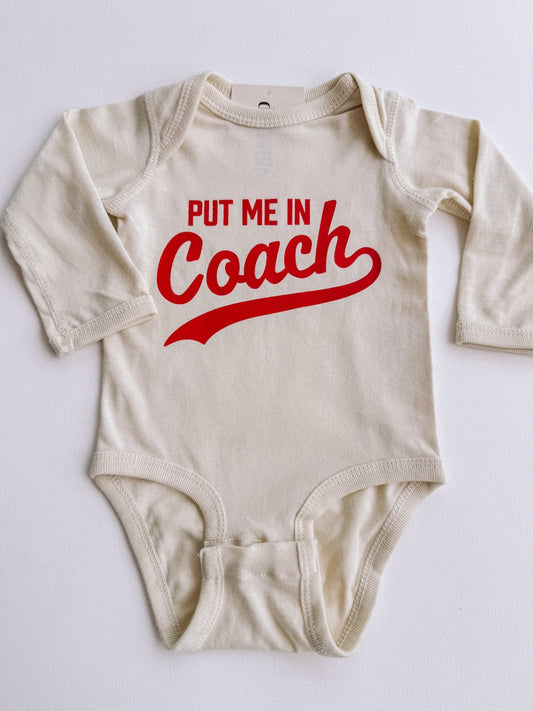 put me in coach long sleeve onesie