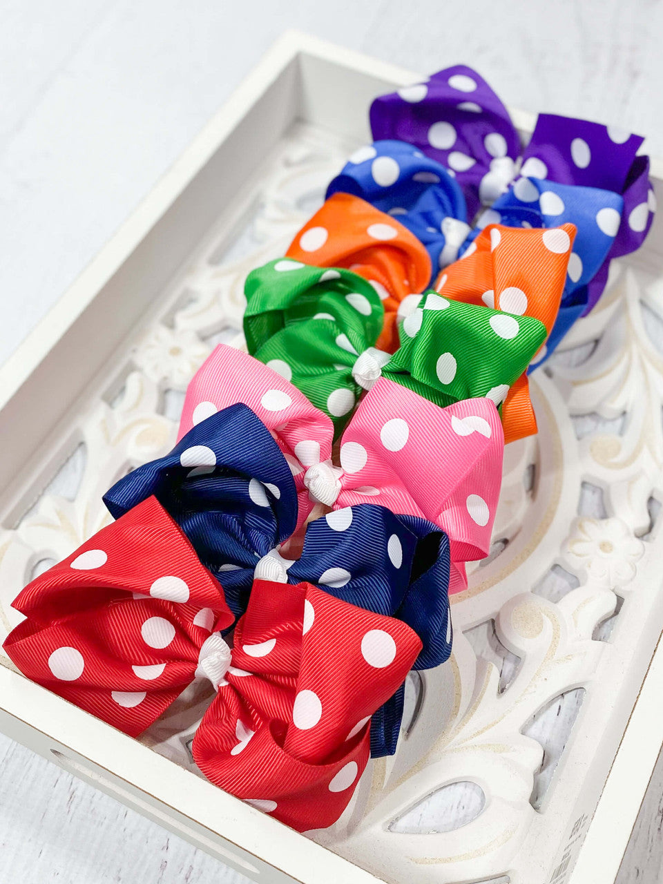 Polka Dot Hair Bow - Alligator Clip - 4.5"