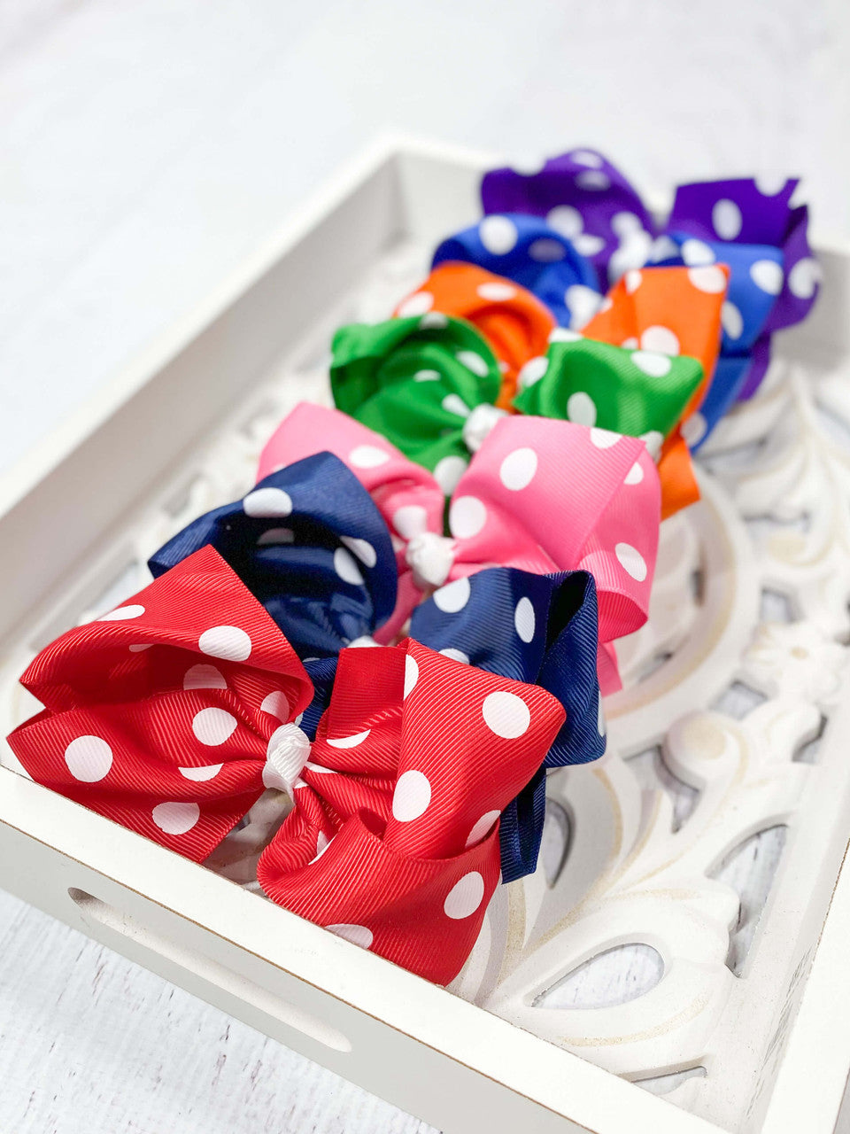 Polka Dot Hair Bow - Alligator Clip - 4.5"