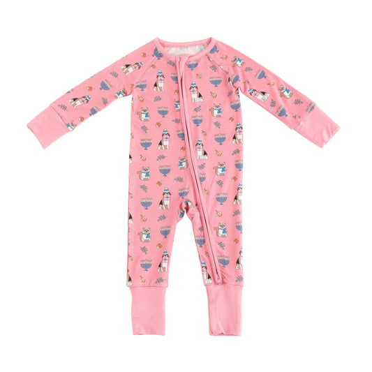 PREORDER - Hanukkah Pets (Convertible Zip Footies) - Pink
