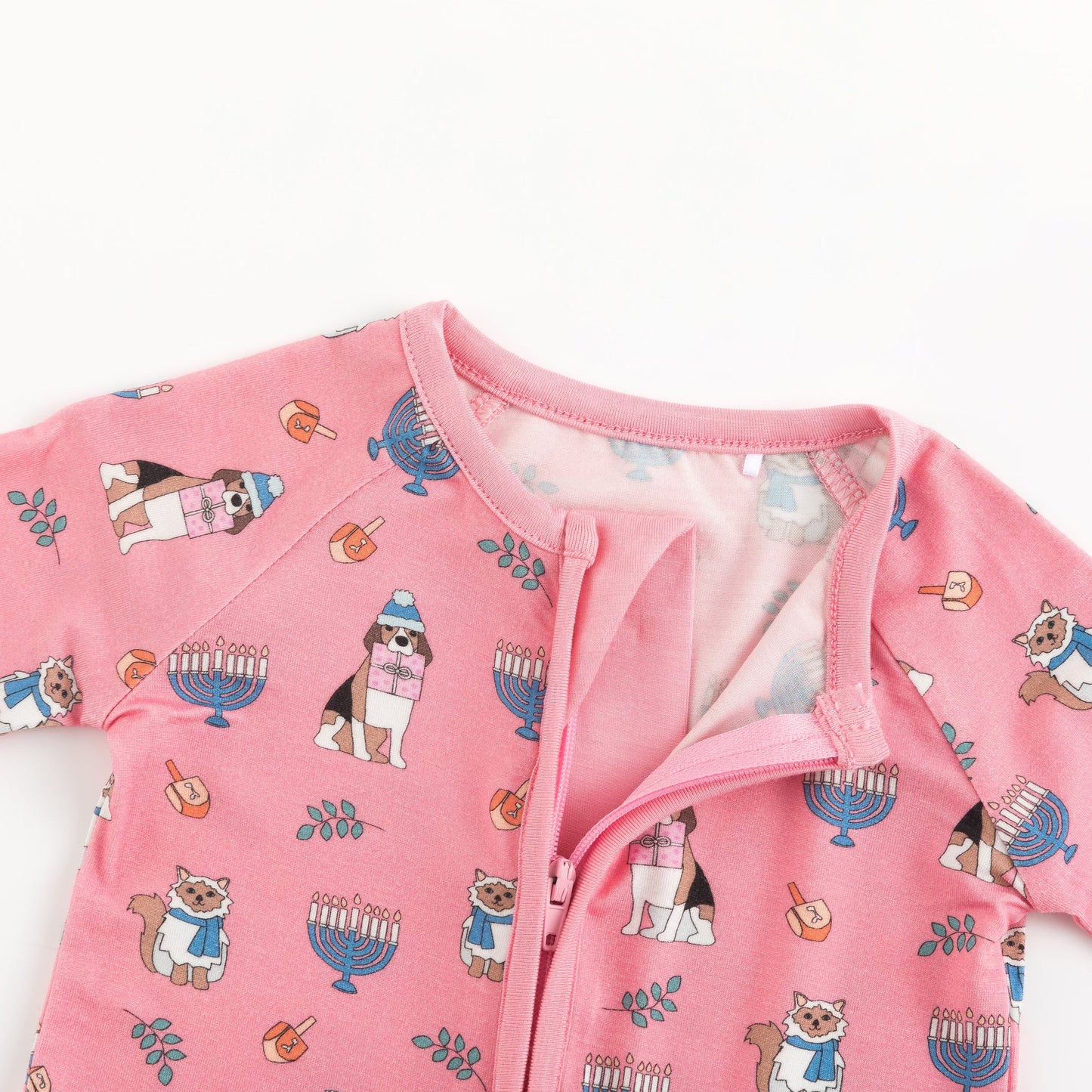 PREORDER - Hanukkah Pets (Convertible Zip Footies) - Pink