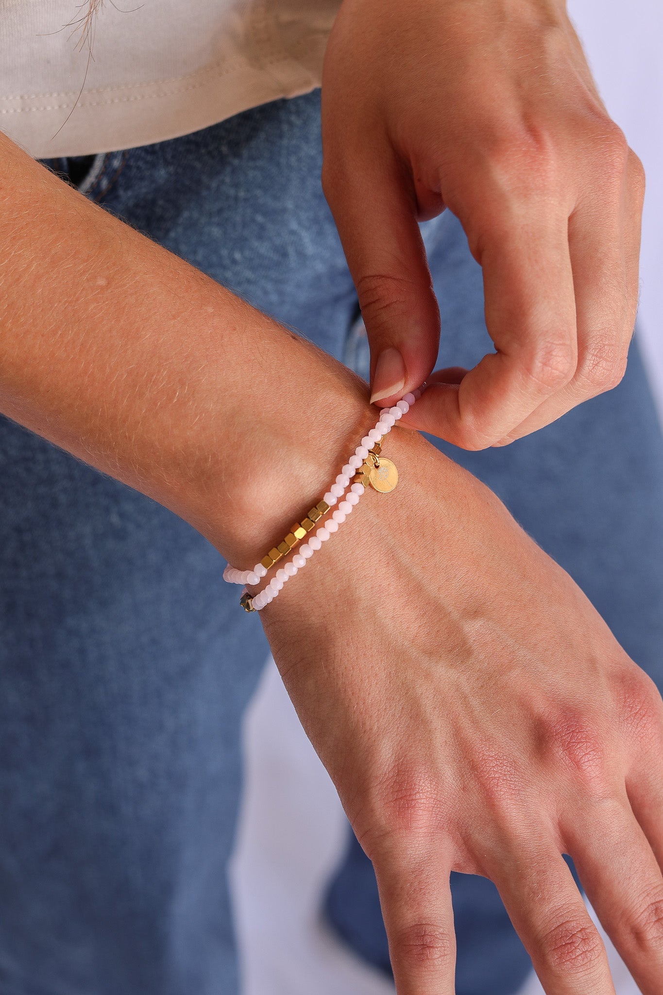 Clara Stretch Bracelet Set in Ballet Pink