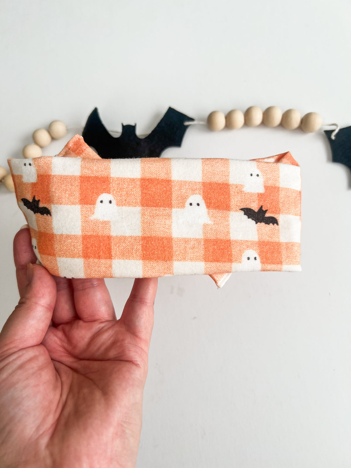 Orange Plaid Ghost & Bats Bows