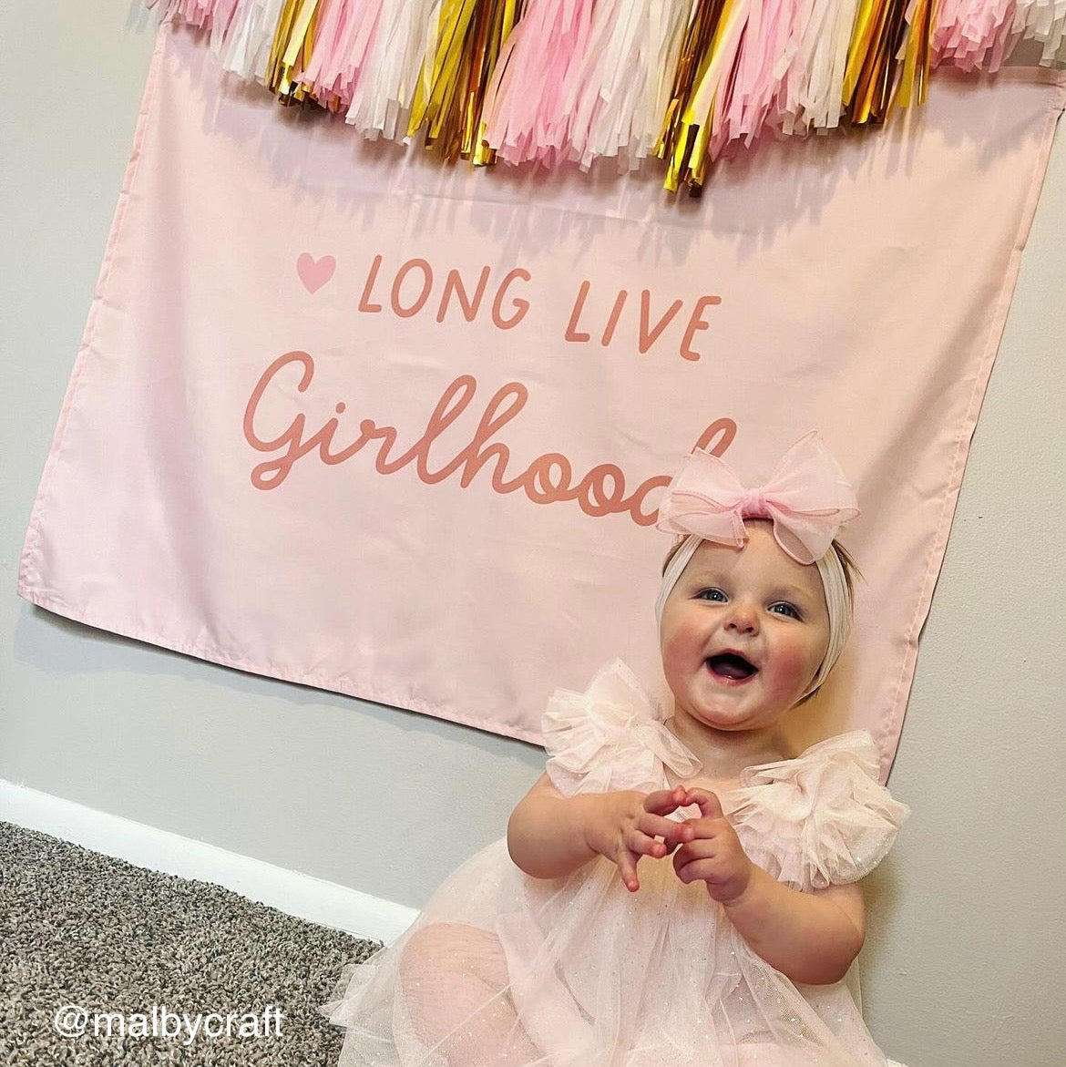 {Petal Pink} Heart Long Live Girlhood Banner