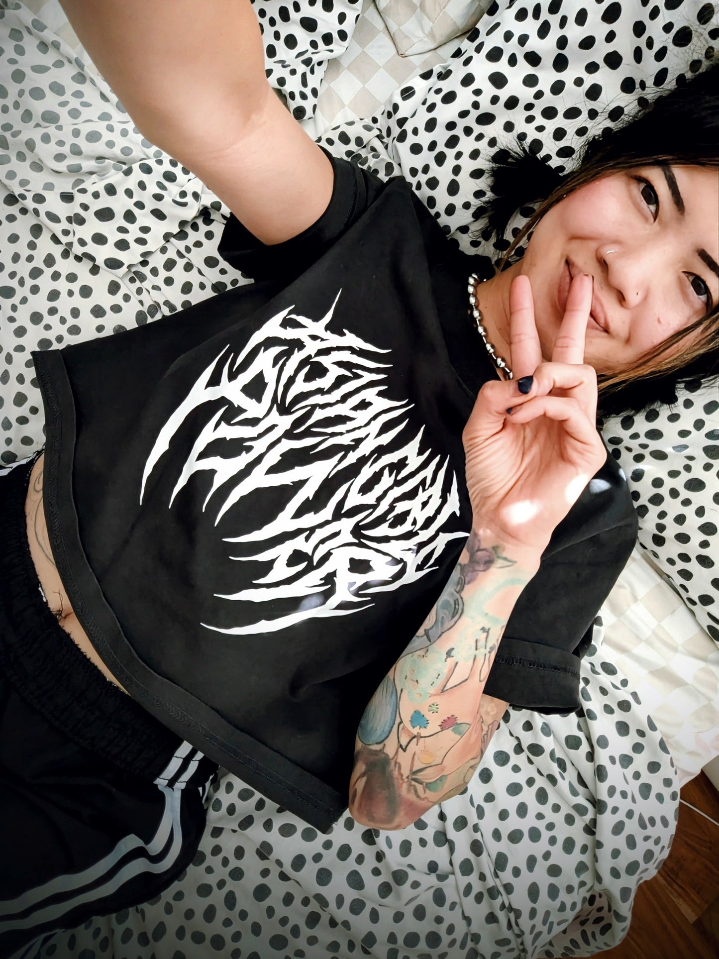Asian Girl Power Metal Crop Tee