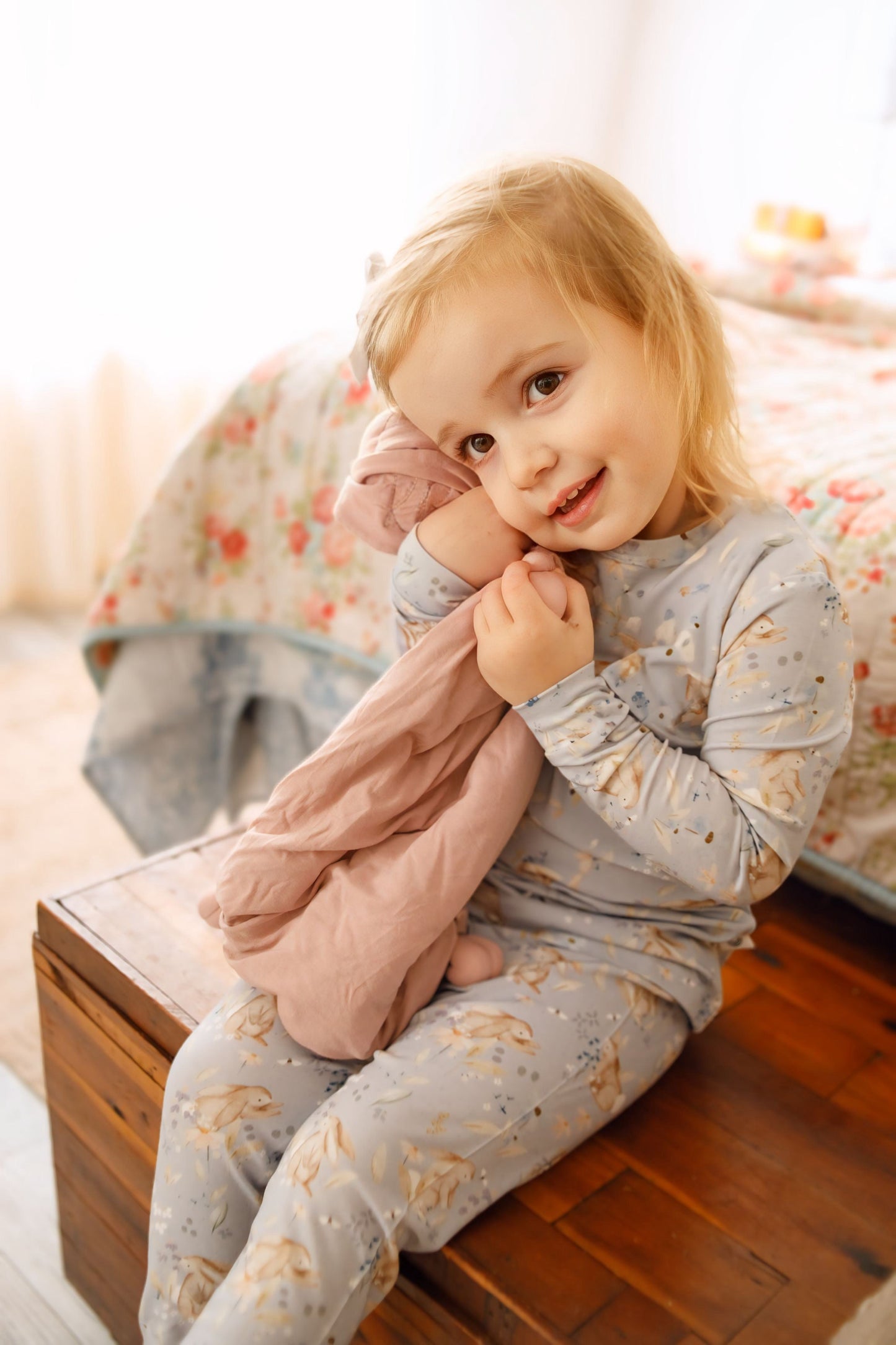 Bunny Blossoms 2pc Bamboo Pajama Set