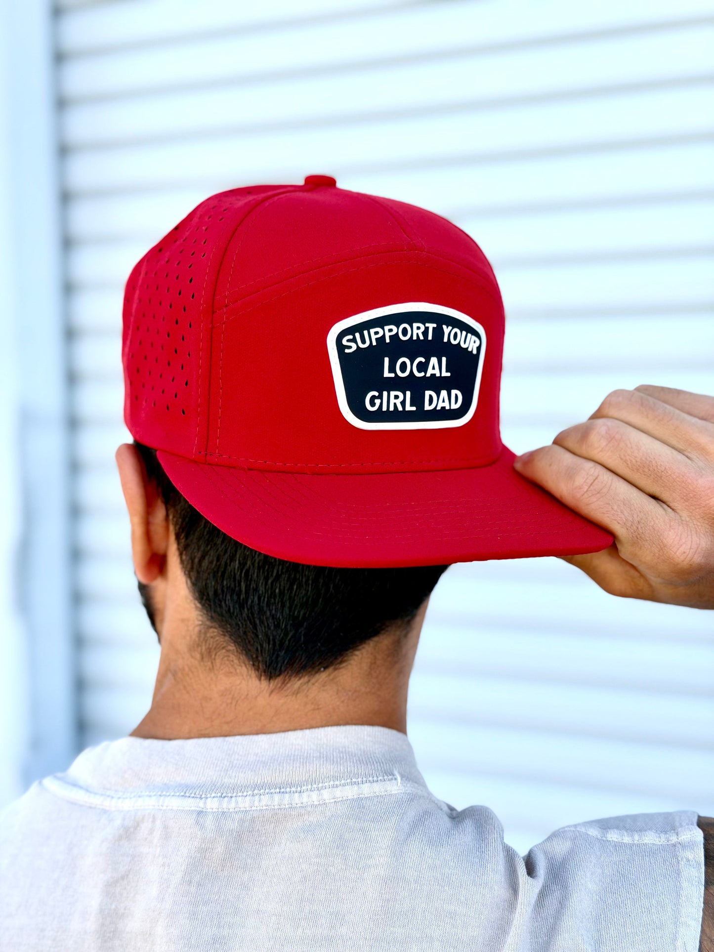 Premium Active Support Your Local Girl Dad PVC Patch Hat (White)