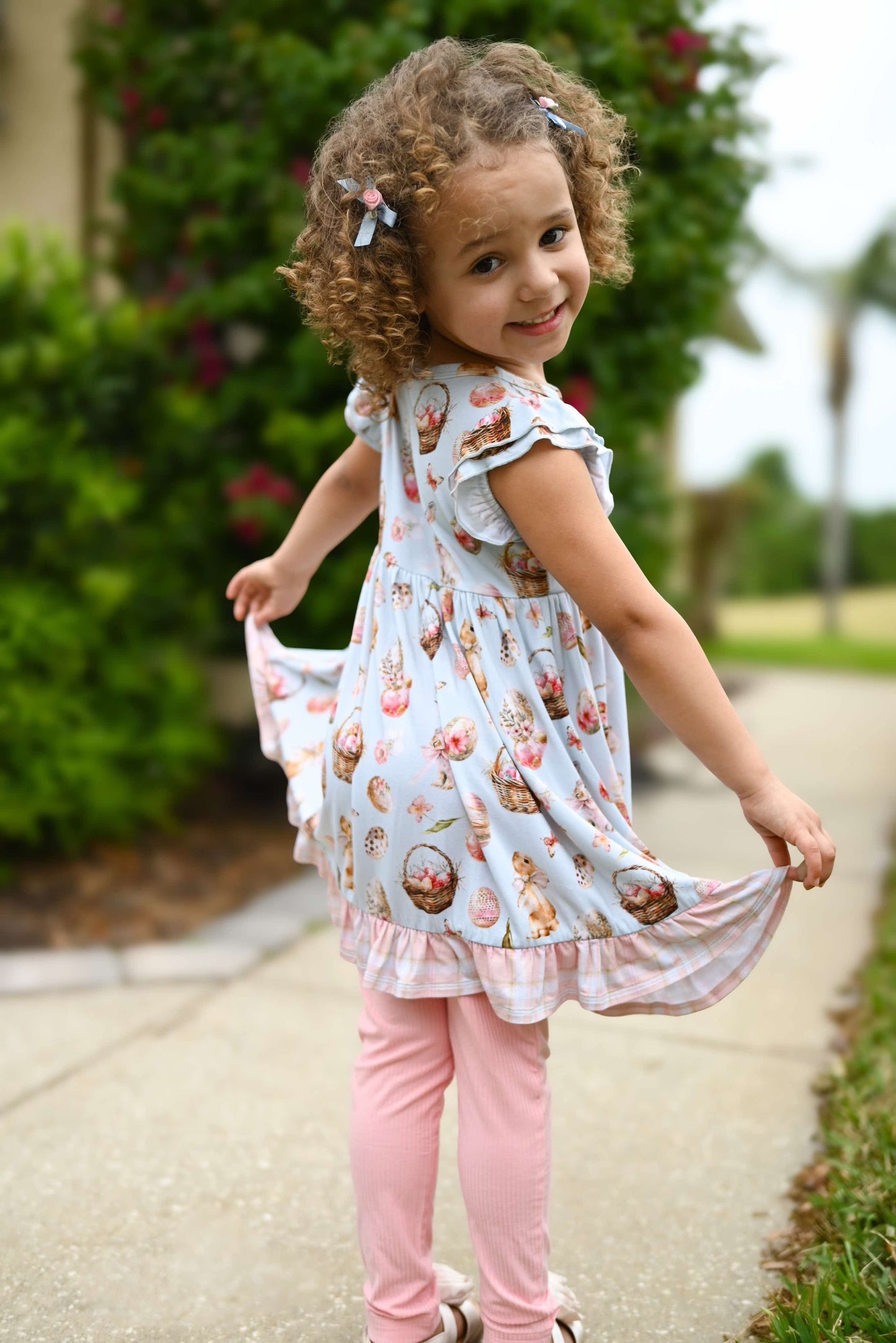 Bunnies & Blooms Peplum + Leggings Set