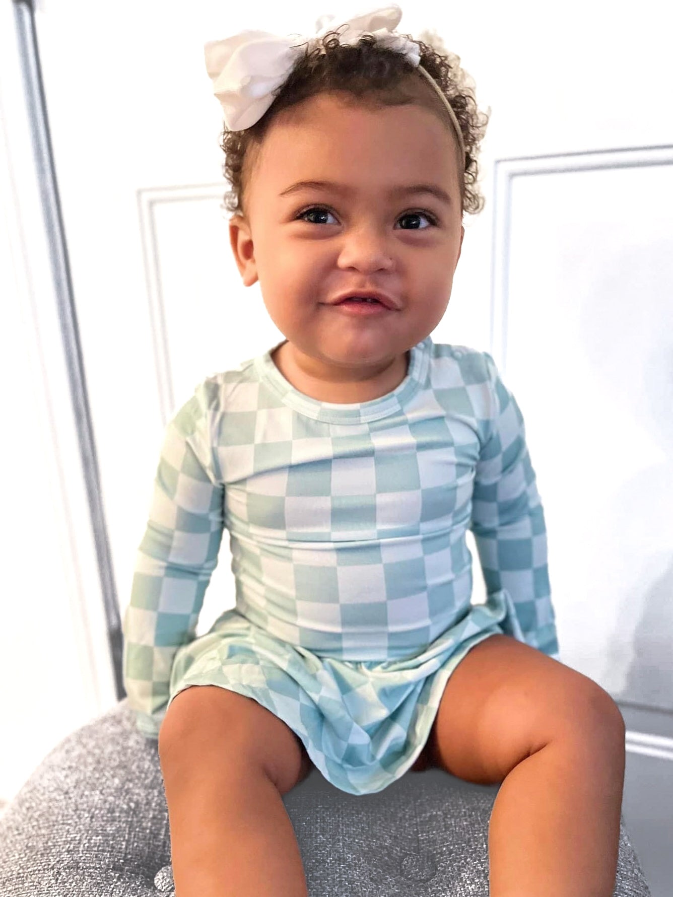 Frosty Mint Checkers | Twirl Dress